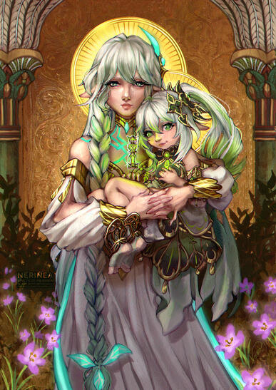 Rukkhadevata and Nahida genshin Impact fanart
